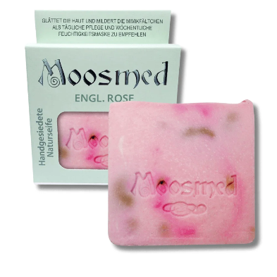 Moosmed Seifenstück Englische Rose handgesiedet in Dianas Klosterlädchen