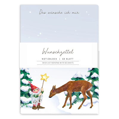 Notizblock Weihnachtswichtel Wunschzettel