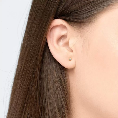 Ohrstecker MINI Pure 18 K Gelbgold vergoldet, 925 Sterlingsilber - Dianas Klosterlädchen