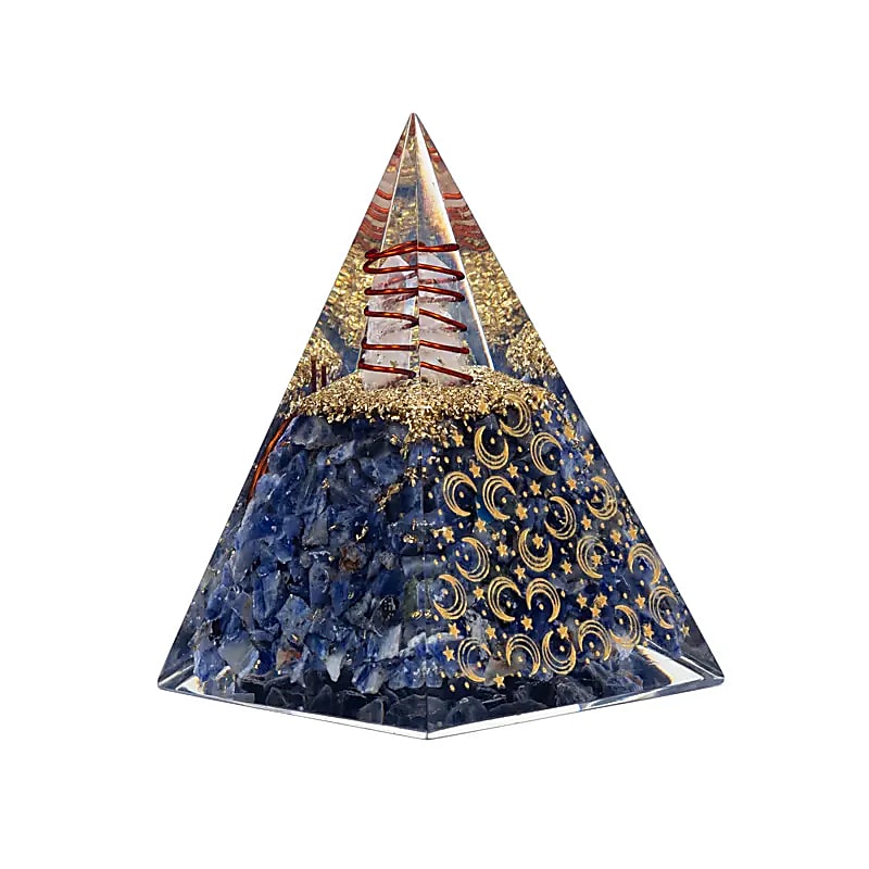 Orgonit Pyramide Sodalith mit Mond und Sternen - Dianas Klosterlädchen