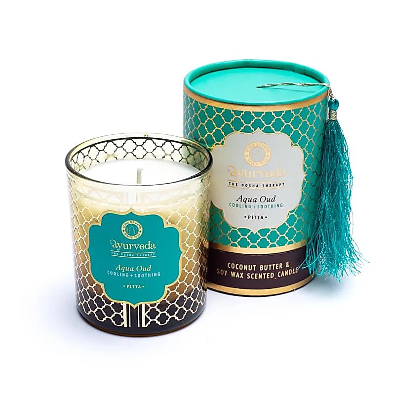 Pitta aqua oud Ayurveda Duftkerze im Glas - Dianas Klosterlädchen