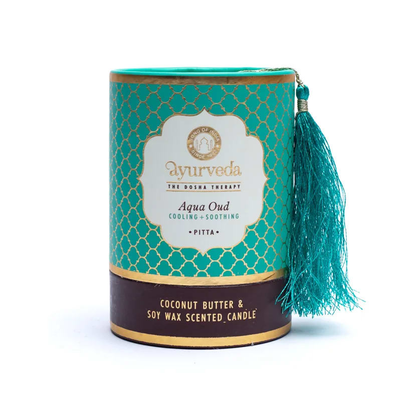 Pitta aqua oud Ayurveda Duftkerze im Glas - Dianas Klosterlädchen