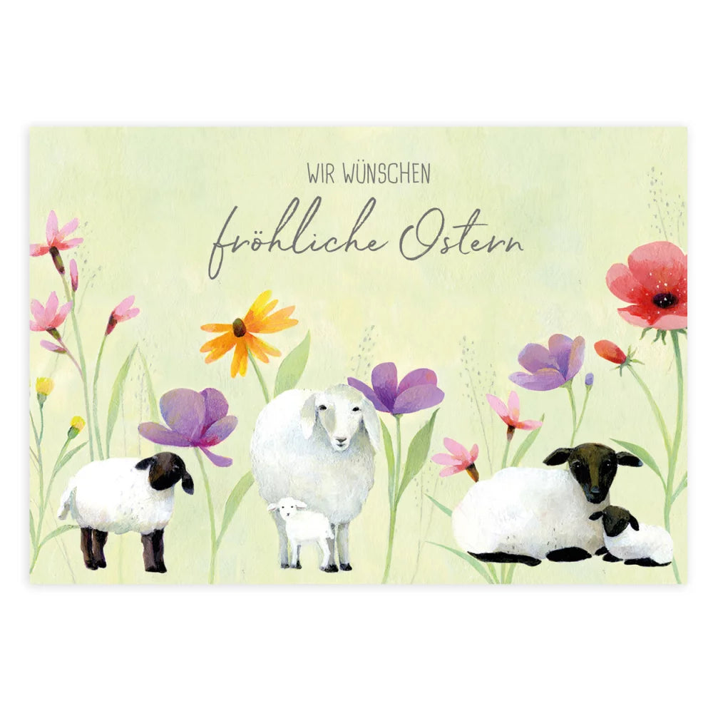 Postkarte Schafe Fröhliche Ostern