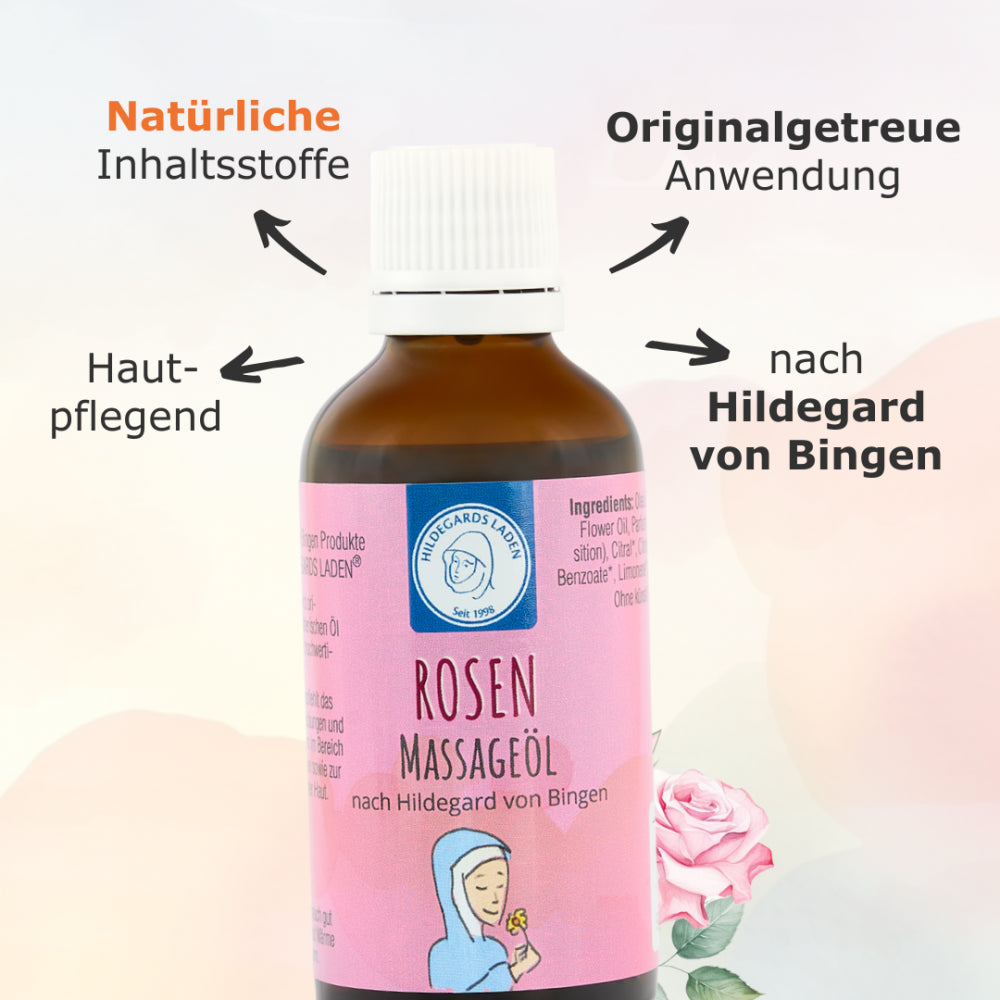Rosen Massageöl 50ml | Hildegard von Bingen - Dianas Klosterlädchen