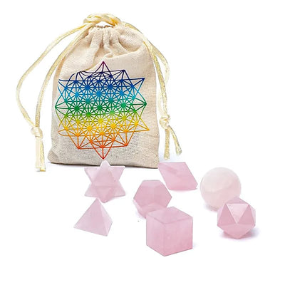 Rosenquarz Heilige Geometrie 7-teiliges Set - Dianas Klosterlädchen