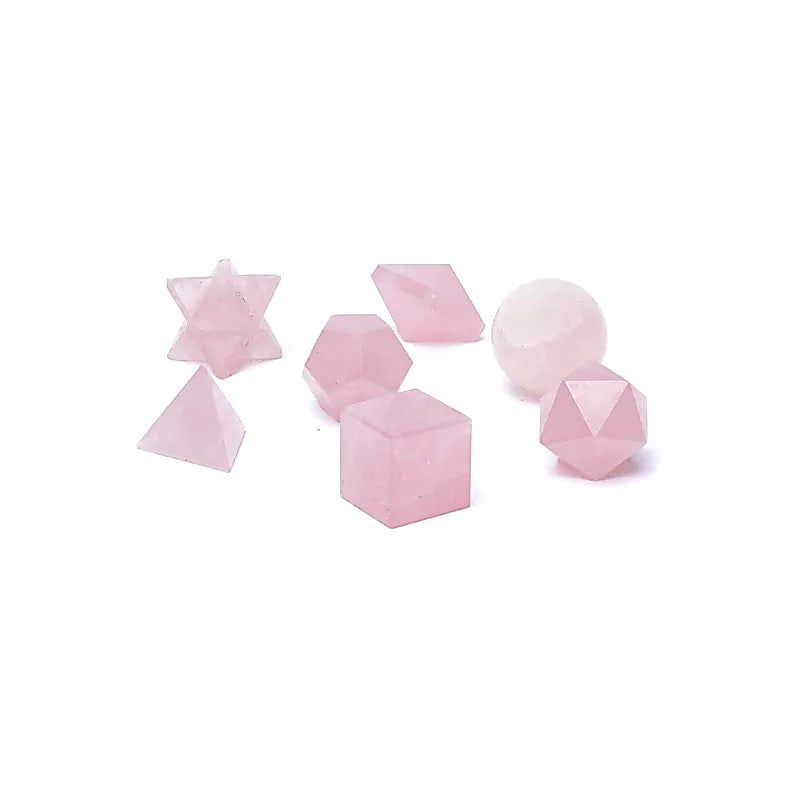 Rosenquarz Heilige Geometrie 7-teiliges Set - Dianas Klosterlädchen