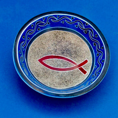 Schale mit Fisch, blau | rot - Dianas Klosterlädchen