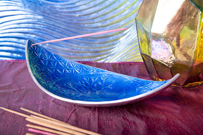 Schiffchen Yggdrasil Lebensblume Aluminium, blau - Dianas Klosterlädchen