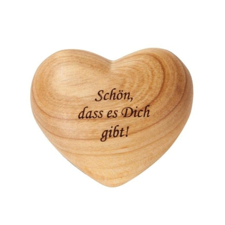 "Schön, dass es Dich gibt!" Herz mit Gravur aus Holz - Dianas Klosterlädchen