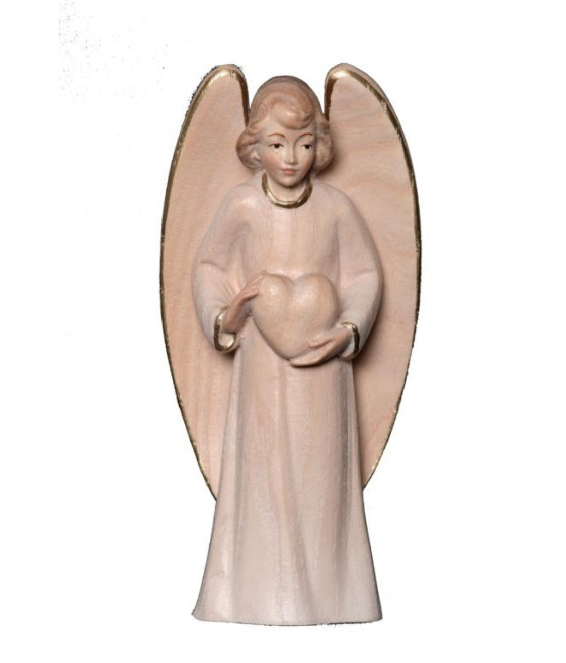 Schutzengel aus Holz mit Herz- weißes Tuch 12 cm - Dianas Klosterlädchen