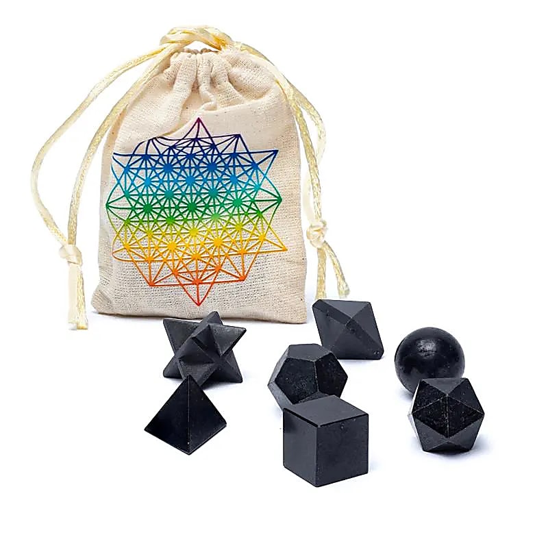 Schwarzer Turmalin Heilige Geometrie 7-teiliges Set - Dianas Klosterlädchen