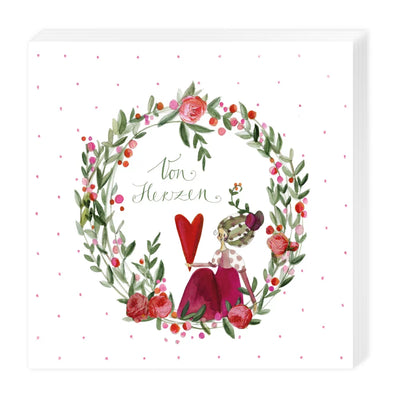 Serviette Herz in Kranz - Dianas Klosterlädchen