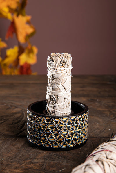 Smudge Bowl, Blume des Lebens klein Speckstein, handgeschnitzt - Dianas Klosterlädchen