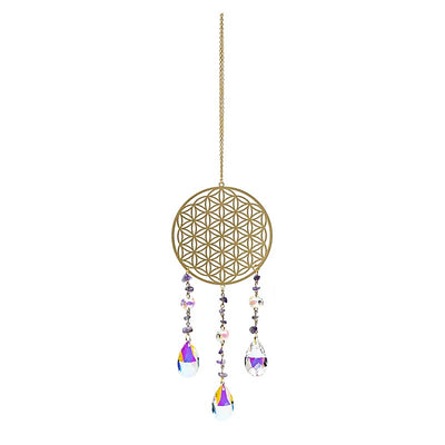 Sonnenfänger mit Blume des Lebens und Amethyst - Dianas Klosterlädchen