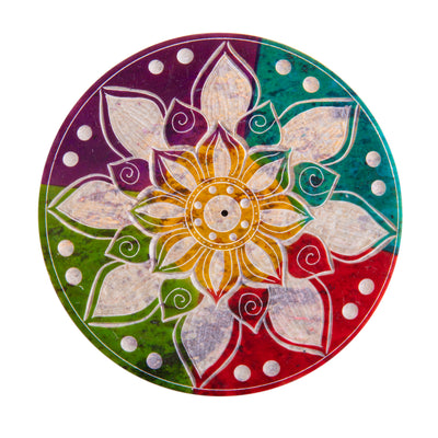 Specksteinhalter rund Buntes Mandala - Dianas Klosterlädchen