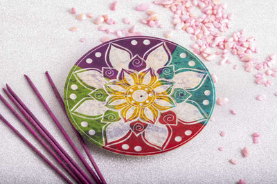 Specksteinhalter rund Buntes Mandala - Dianas Klosterlädchen