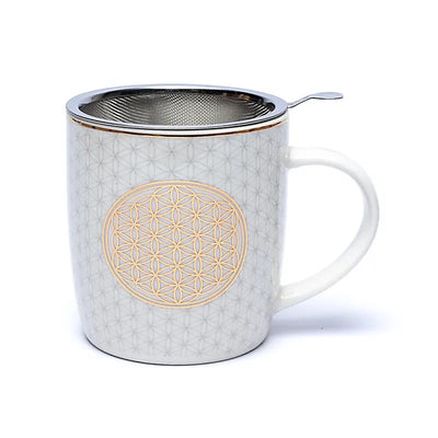 Teetasse mit Sieb "Blume des Lebens" - Dianas Klosterlädchen