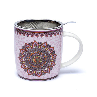 Teetasse mit Sieb Mandala Lila - Dianas Klosterlädchen