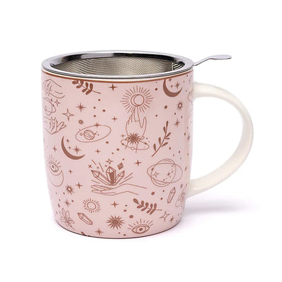Teetasse mit Sieb Mystische Symbole - Dianas Klosterlädchen
