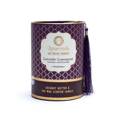 Tridosha Lavendel Zitronengras Ayurveda Duftkerze im Glas - Dianas Klosterlädchen