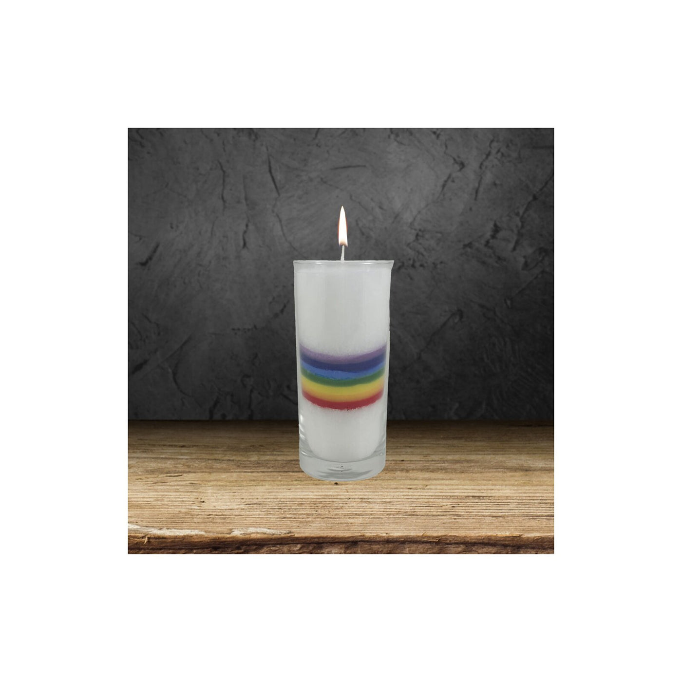 Magische Kerze weiss Chakra Bogen (multicolor)