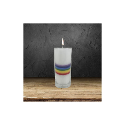 Magische Kerze weiss Chakra Bogen (multicolor)