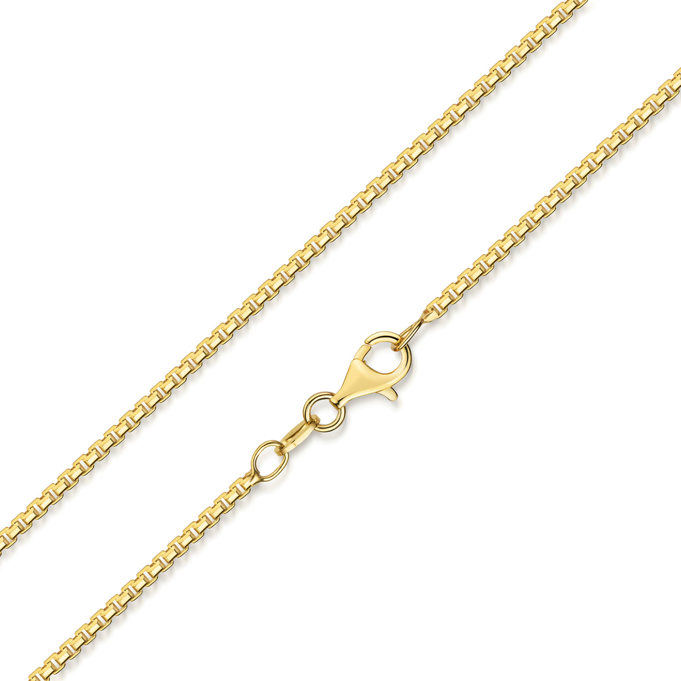 Venezianerkette 45 cm 1,6mm breit 8-seitig diamatiert Silber vergoldet - Dianas Klosterlädchen