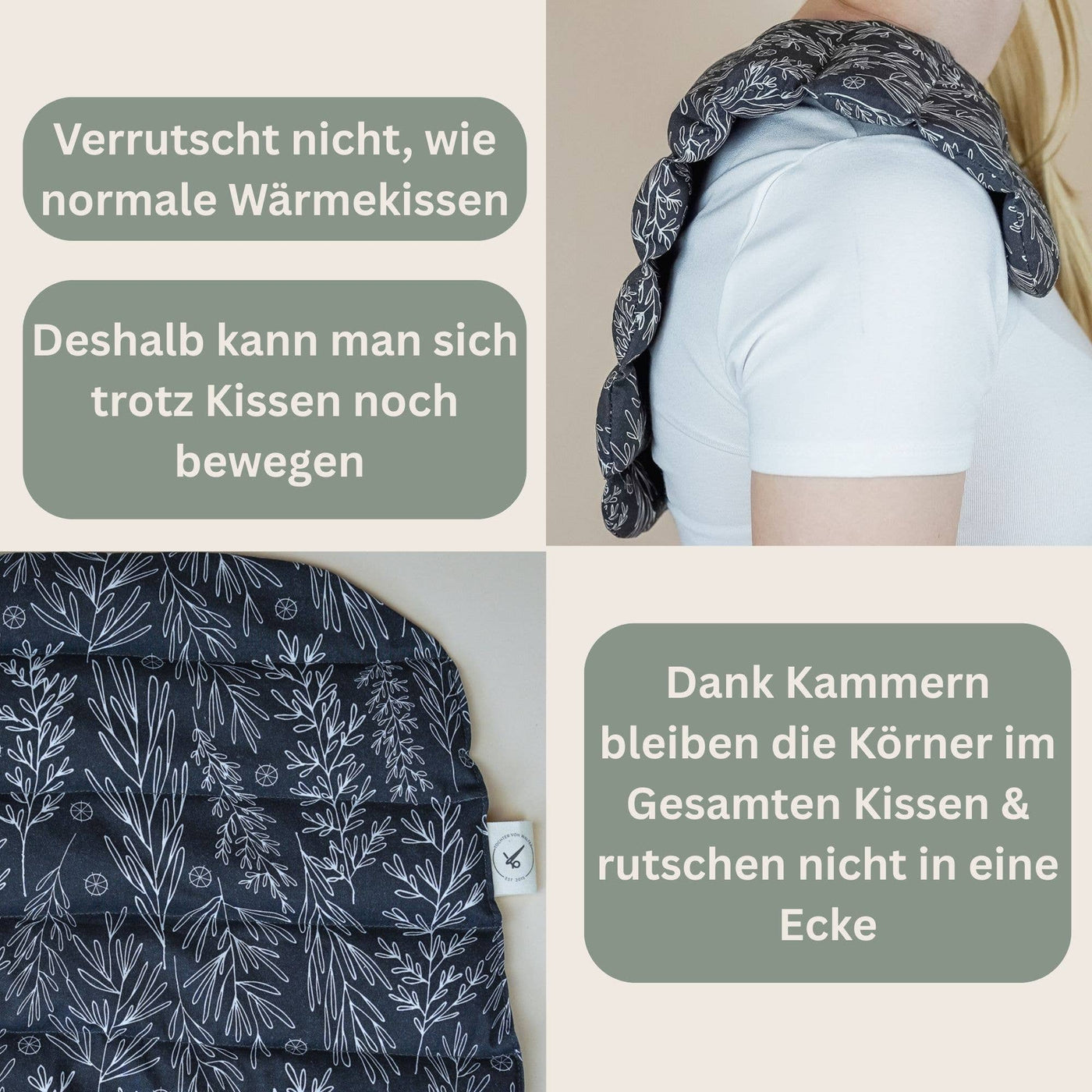 Wärmekissen mit Dinkel gefüllt für Nacken & Rücken - Grau - Dianas Klosterlädchen
