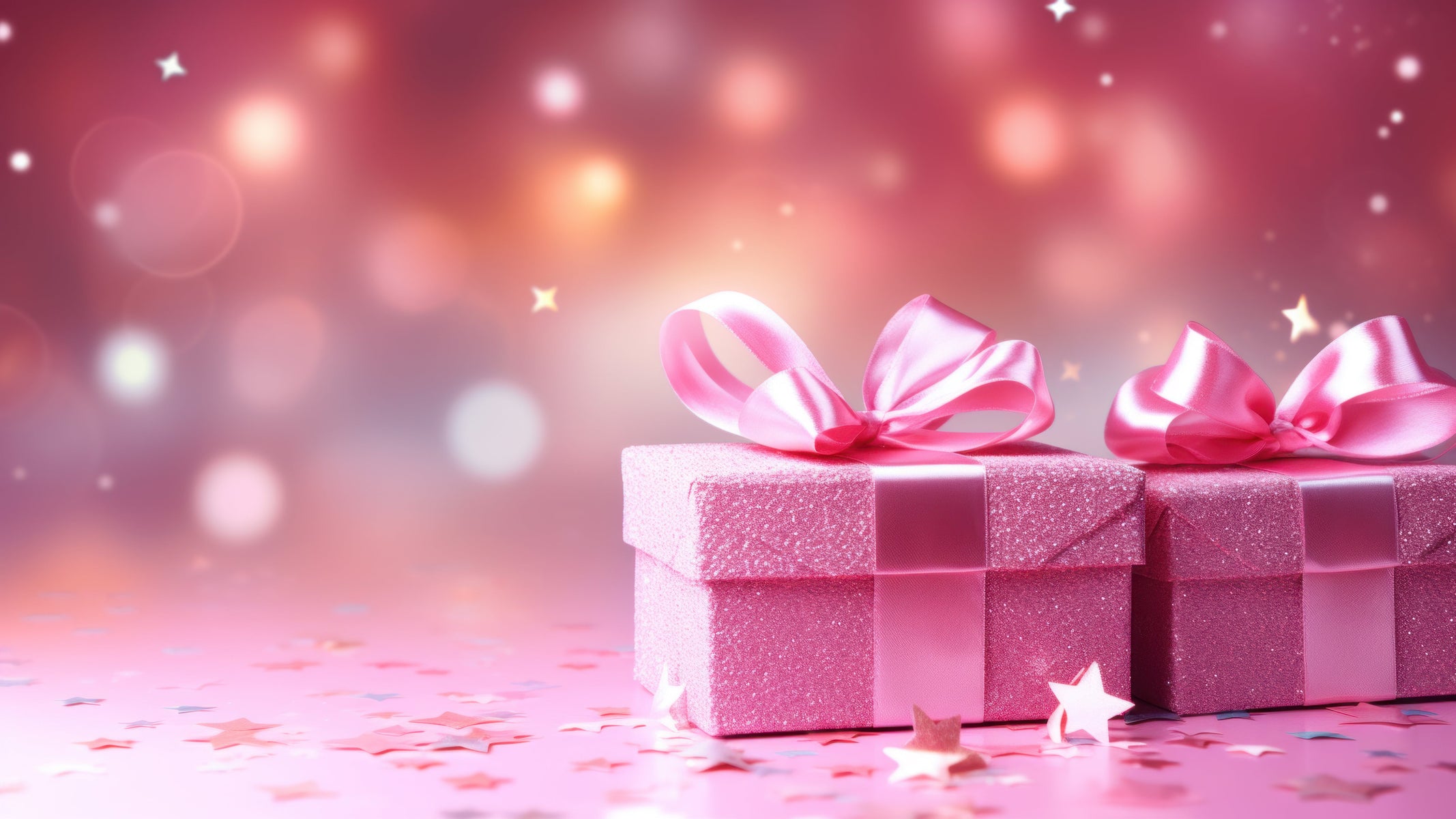 Weihnachtsgeschenk mit pinker Schleife