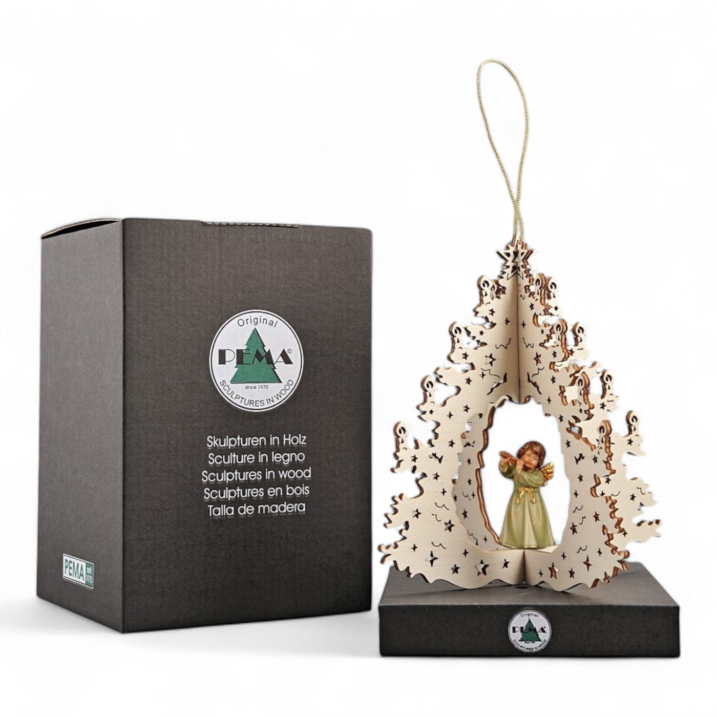 Weihnachtsbaum mit Glockenengel und Flöte 5/15cm - Dianas Klosterlädchen