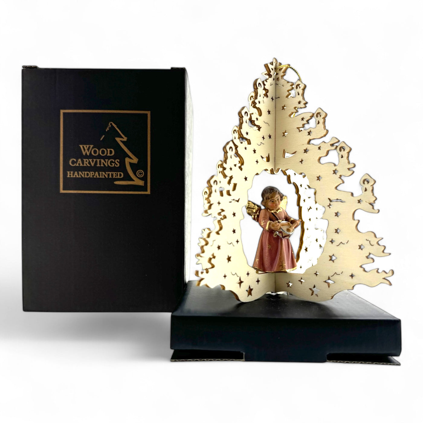 Weihnachtsbaum mit Glockenengel und Trommel stehend 5/15cm - Dianas Klosterlädchen