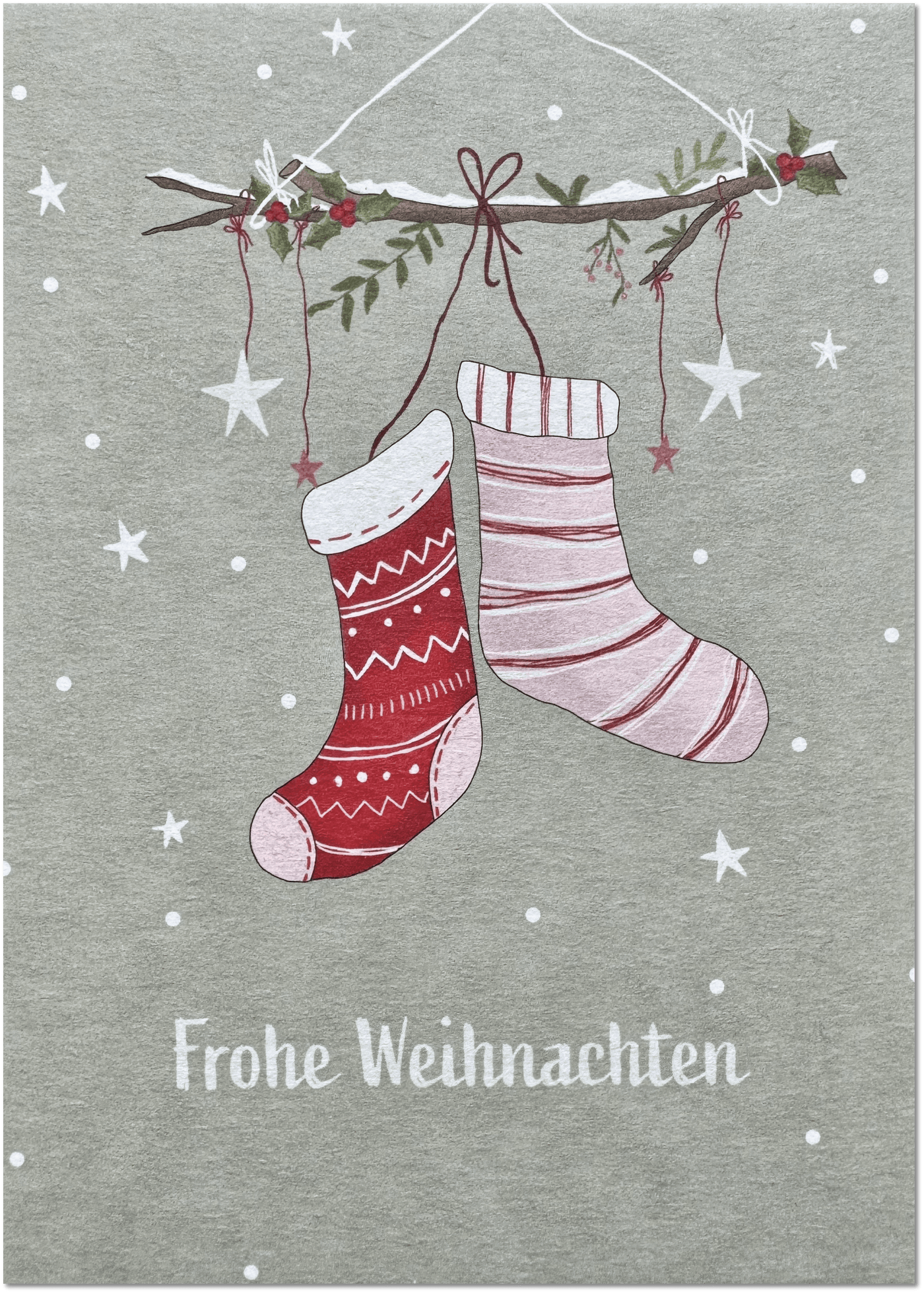 Weihnachtssocken und Sterne Grußkarte - Keitcards - Dianas Klosterlädchen