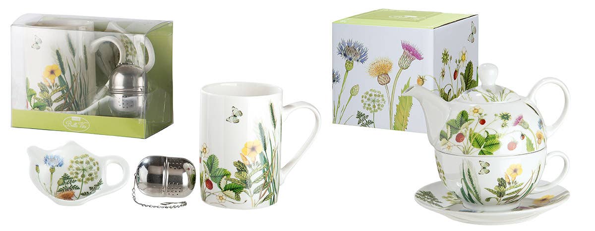 "Wild Flowers" Tassenset 3-teilig mit Tee-Ei - Dianas Klosterlädchen