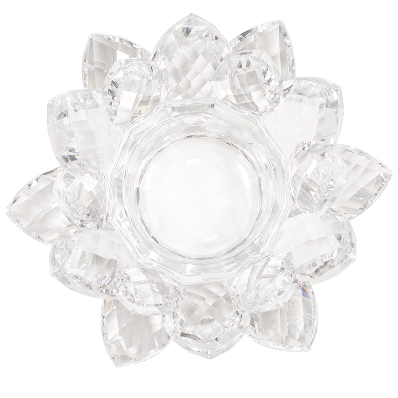 Lotus Kerzenhalter Kristall | L / Kristall-Lotus:L | 9.5x20 cm - Dianas Klosterlädchen
