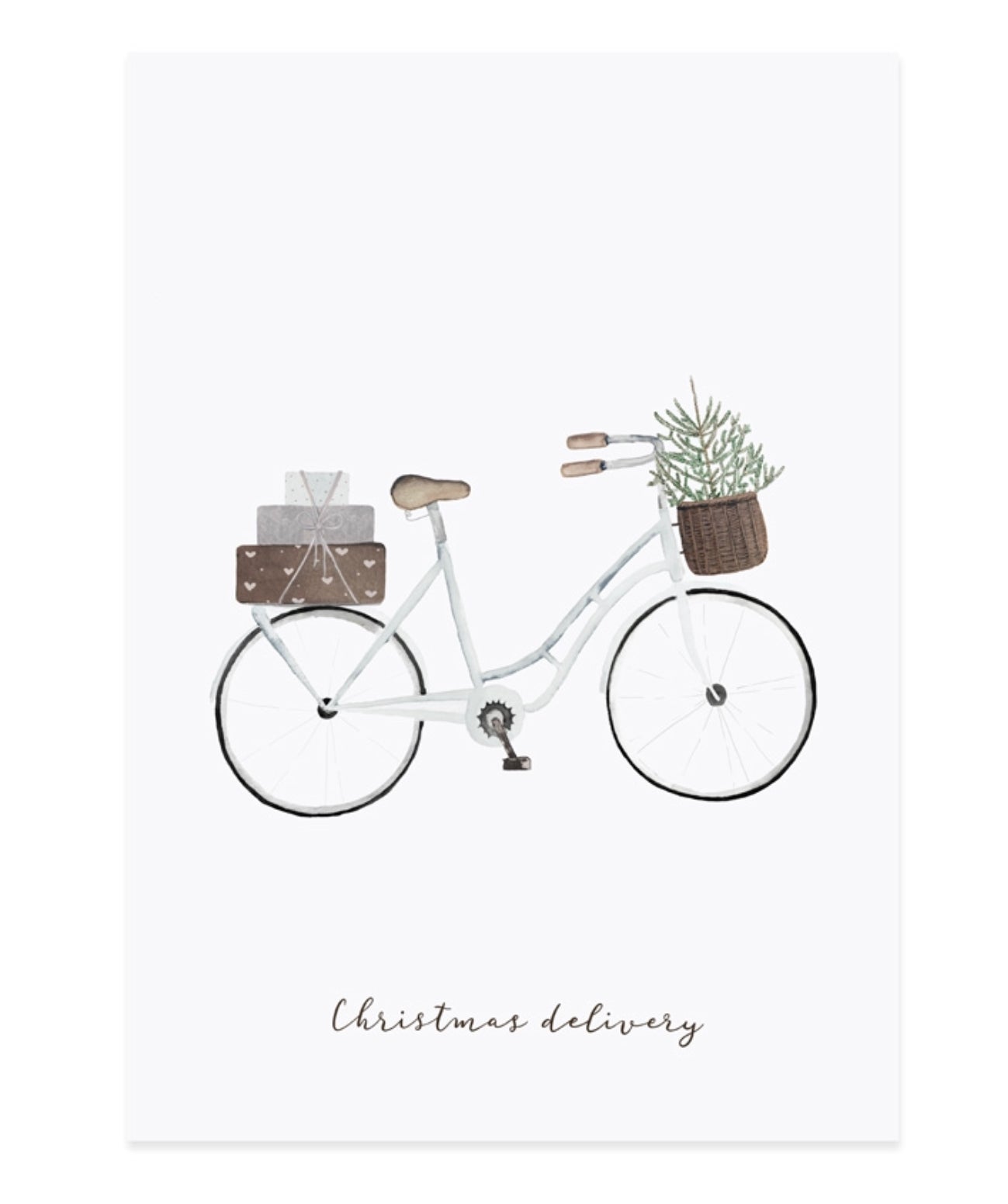 Postkarte "Christmas Delivery" Geschenke Fahrrad - Dianas Klosterlädchen