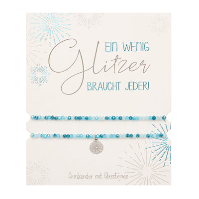 Armbänder Set Mandala hellblau-türkis Glassteine Glitzerarmband @klosterlaedchen