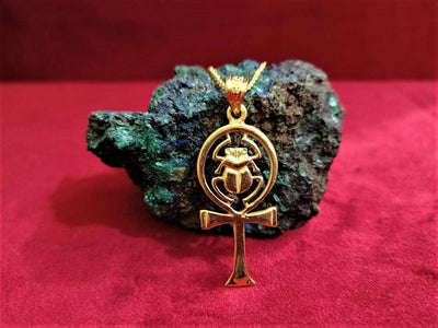Ankh-Skarabäus-Halskette | vergoldet