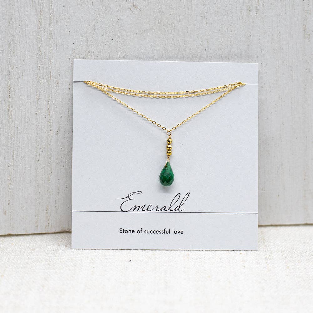 Halskette mit Sargagd Regentropfen | gold "Emerald"