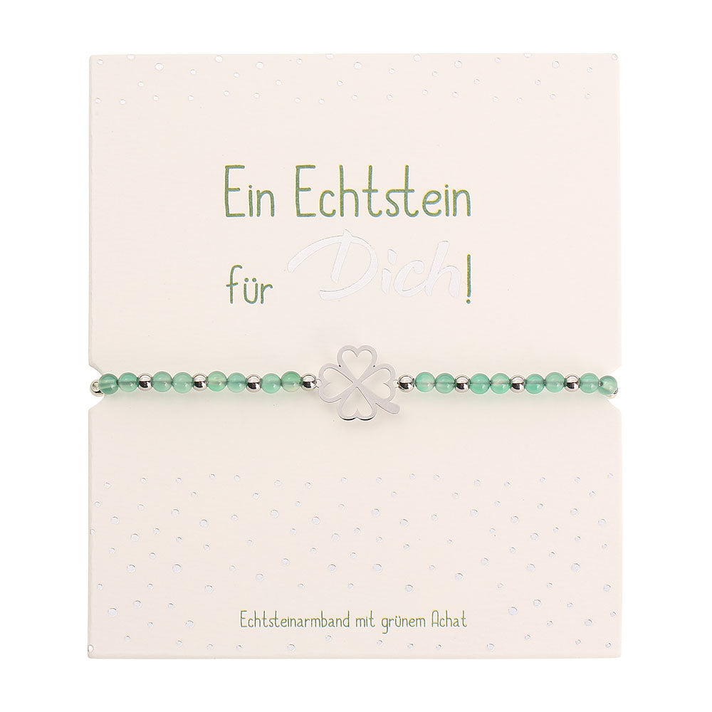 Echtsteinarmband Kleeblatt mit Achat @klosterlaedchen