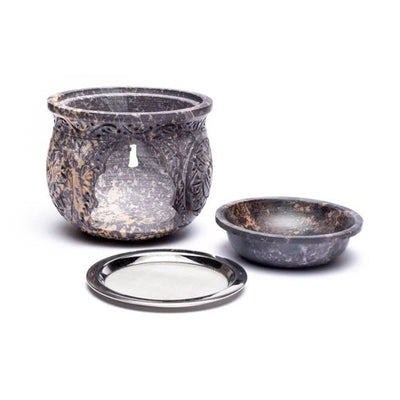 Räuchergefäß & Duftlampe Speckstein groß - Dianas Klosterlädchen