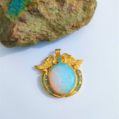 Wadjet Bennu Amulett | vergoldeter Opal-Anhänger