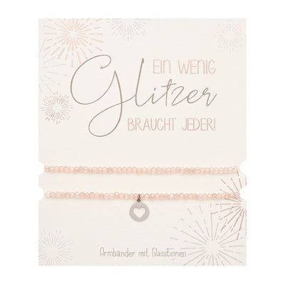 Armbänder Set Herz Glassteine Glitzerarmband @klosterlaedchen