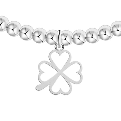 Kugelarmband versilbert Kleeblatt @klosterlaedchen
