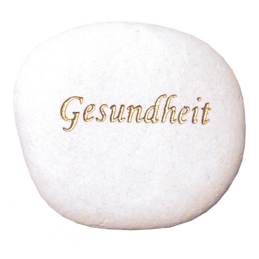 Flussstein "Gesundheit" weiß/gold 5cm - Dianas Klosterlädchen
