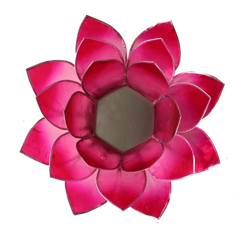 Lotus Teelichthalter rosa silberfarbig 13,5 cm. @klosterlaedchen.com