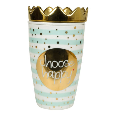 Tasse Choose Happy mit Sieb und Goldkrone 4250928710895