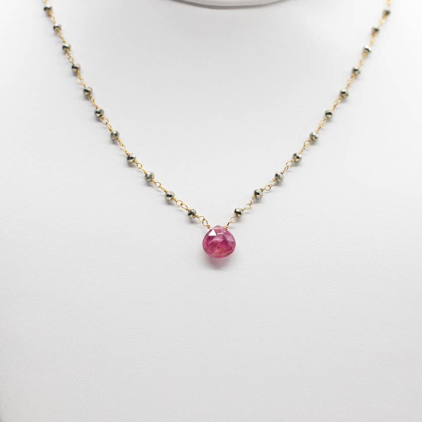 Turmalin Wasserfall Halskette | pink-gold - Dianas Klosterlädchen