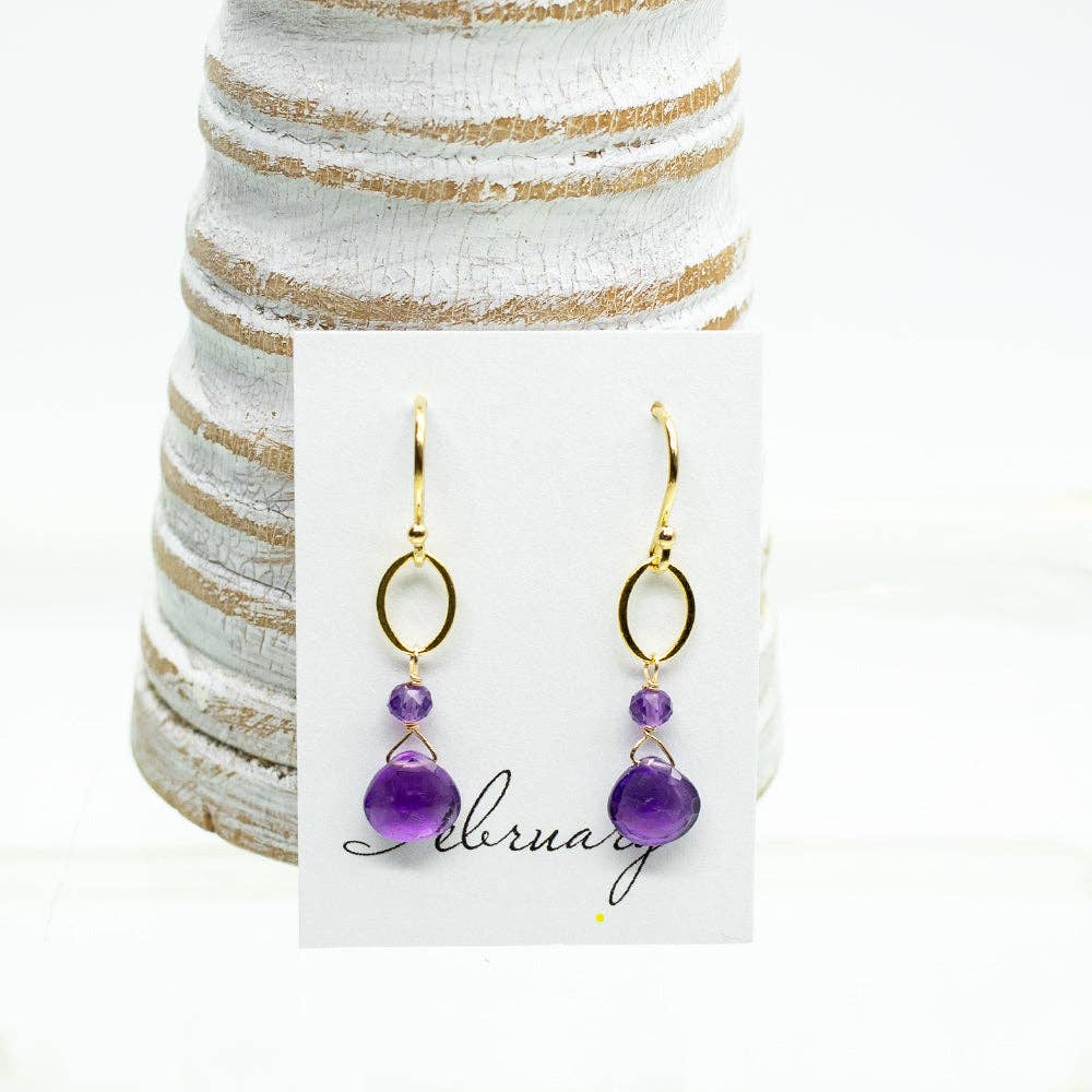 Amethyst Ohrringe Februar, vergoldet - Dianas Klosterlädchen