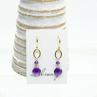 Amethyst Ohrringe Februar, vergoldet - Dianas Klosterlädchen