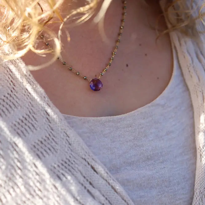 Amethyst Wasserfall Halskette | gold - Dianas Klosterlädchen